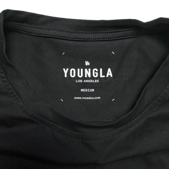 YoungLA | Men | Black Stretch Cotton Minimal Drop Cut Logo Tee | Medium - Picture 7 of 9